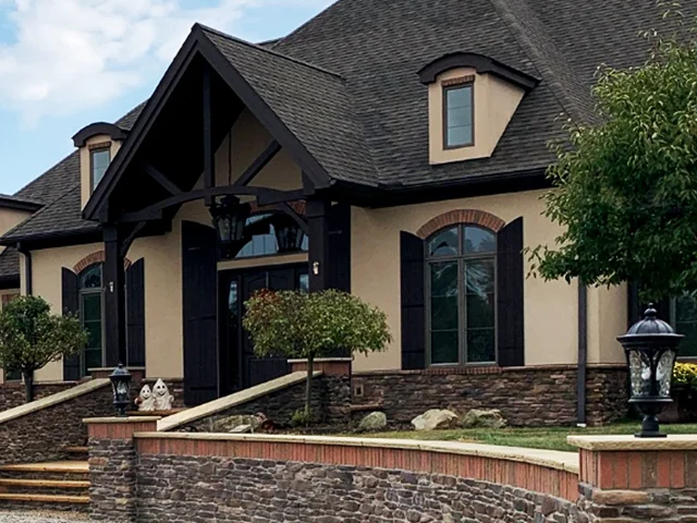 Exterior decorative stone wall